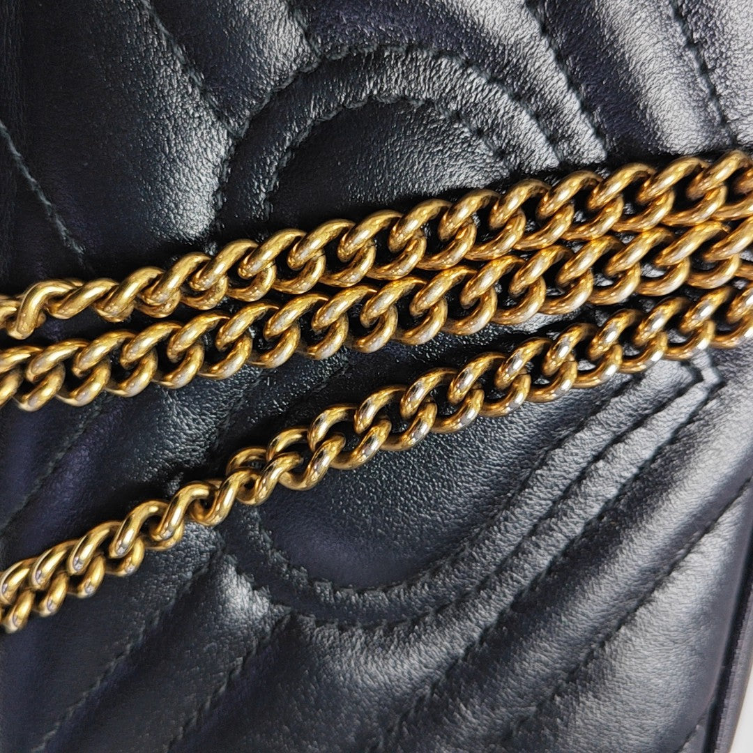 GG Marmont Mini Quilted Calfskin Black