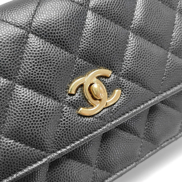 WOC Large Quilted Grained Calfskin Black