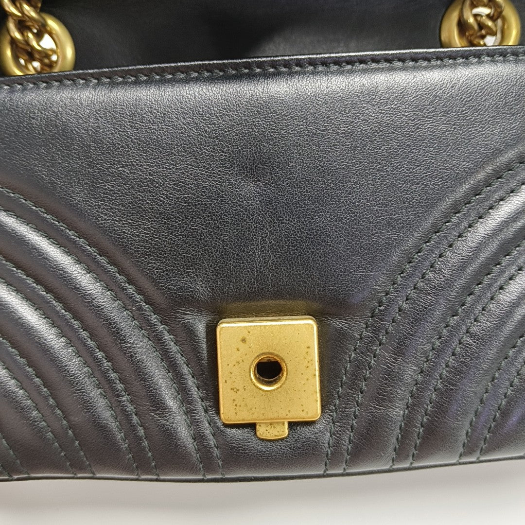 GG Marmont Small Quilted Calfskin Black