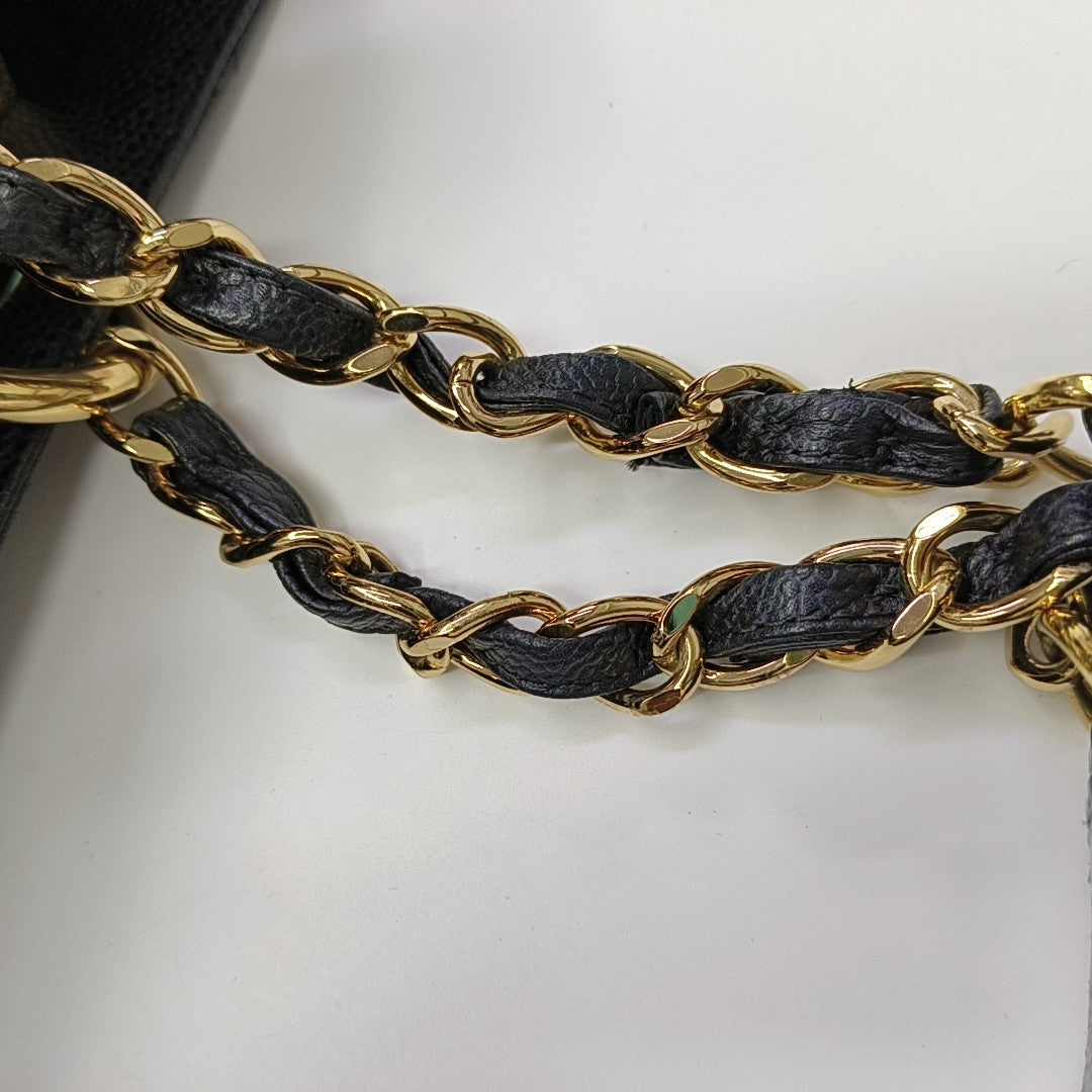 CHANEL GST Large Quilted Grained Calfskin Black