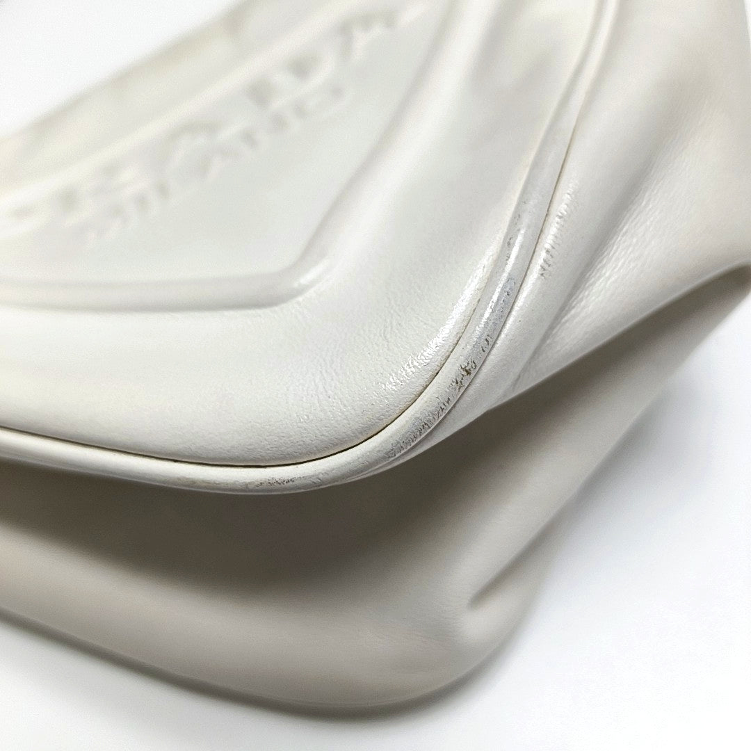 Authenticated pre-owned  Triangle Calfskin White - Crossbody Bag at Looply