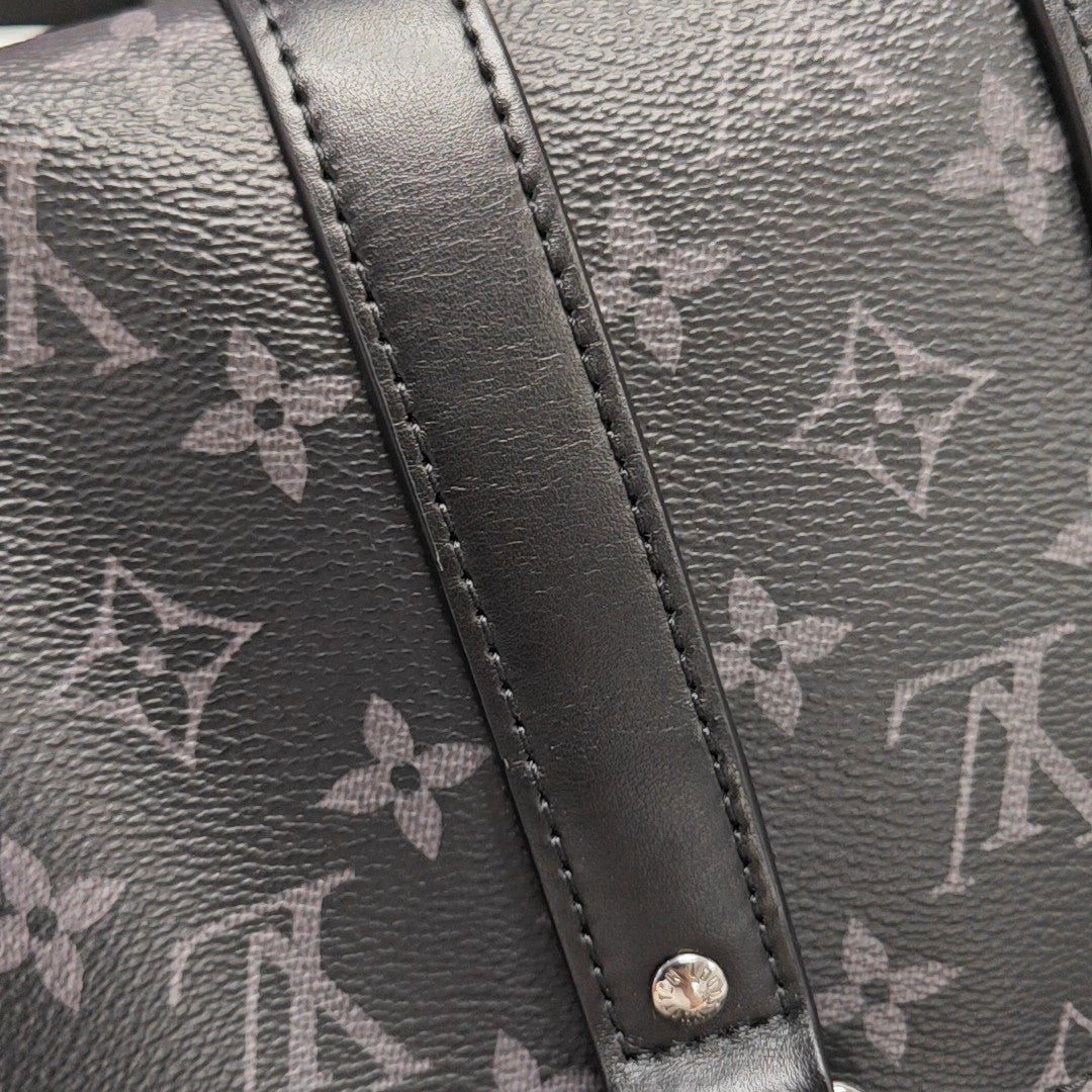KEEPALL 25 Monogram Coated Canvas Black