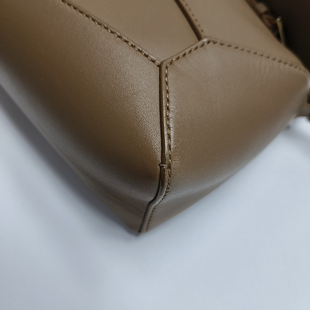 Puzzle Edge Landscape Mini Quilted Calfskin Brown