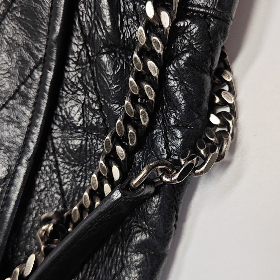 NIKI Medium Chevron Calfskin Black