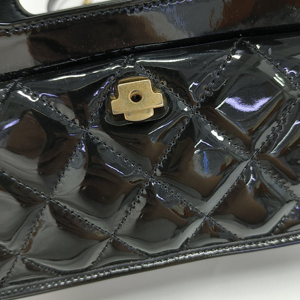 Quilted Patent Leather Mini Black