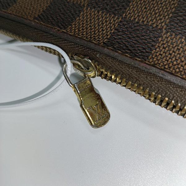 Damier Ebene Coated Canvas Clutch Brown