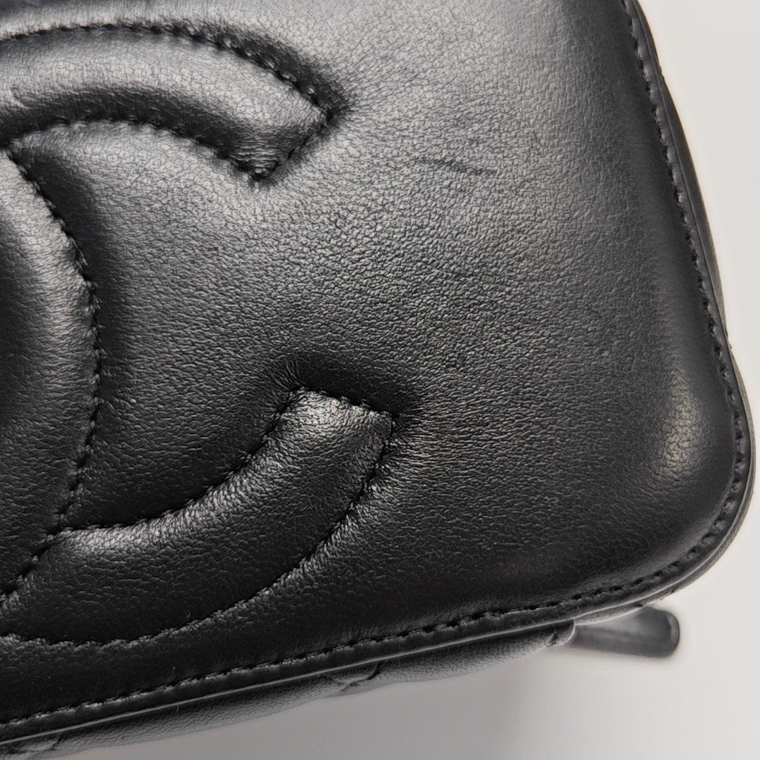 BOLSOS DE COSMÉTICOS VINTAGE Piel de Cordero Acolchada Negra