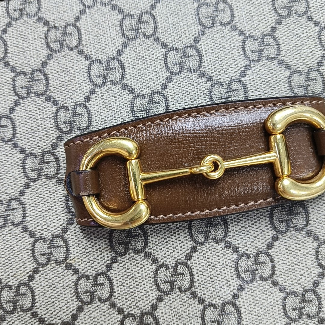 Horsebit 1955 Medium Monogram Coated Canvas Beige