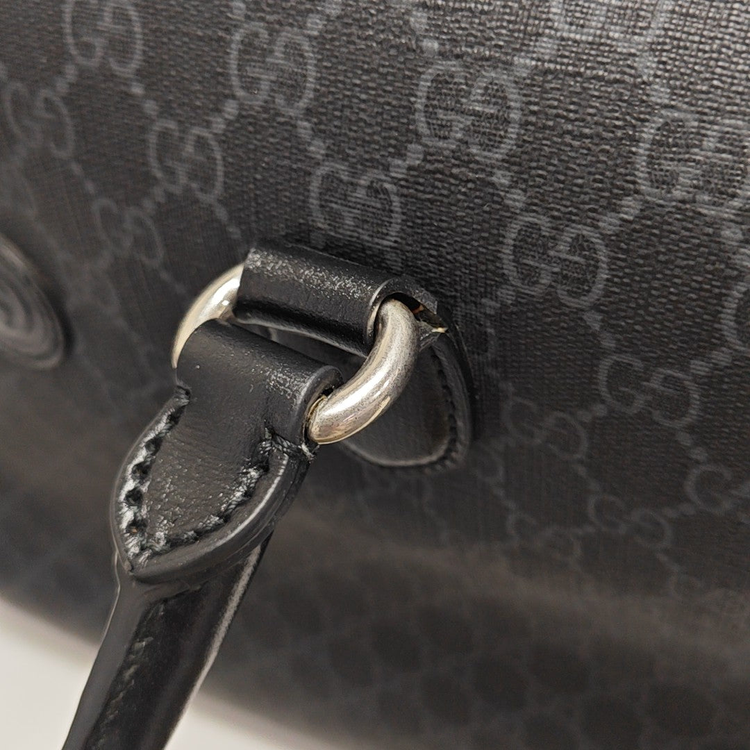 Monogram Coated Canvas Shoulder Bag Black