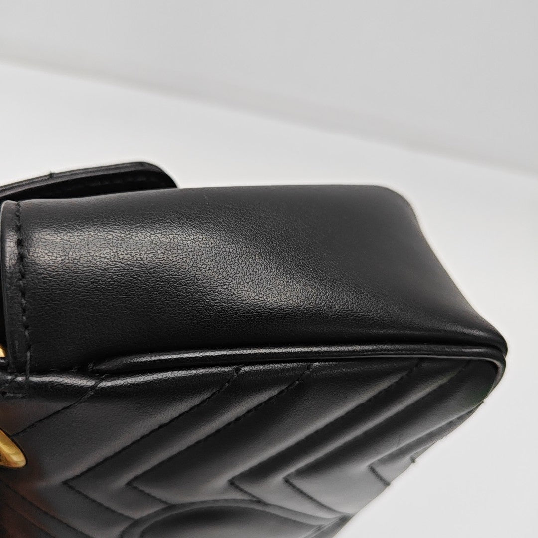 GG Marmont Small Quilted Calfskin Black