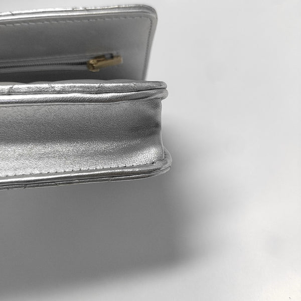 WOC Quilted Lambskin Silver