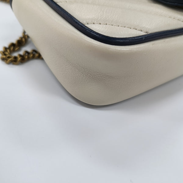GG Marmont Super Mini Quilted Calfskin White