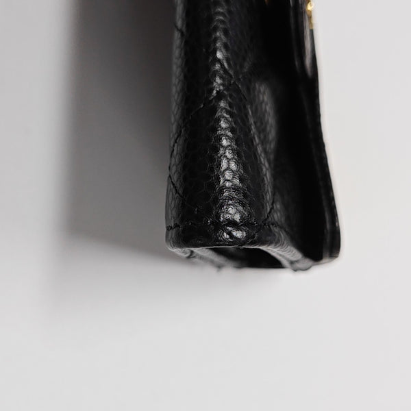 CLASSIC FLAP Quilted Grained Calfskin Black Card Holder