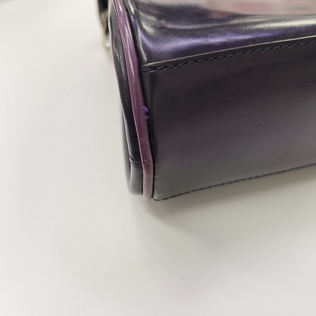 Calfskin Top Handle Bag Purple