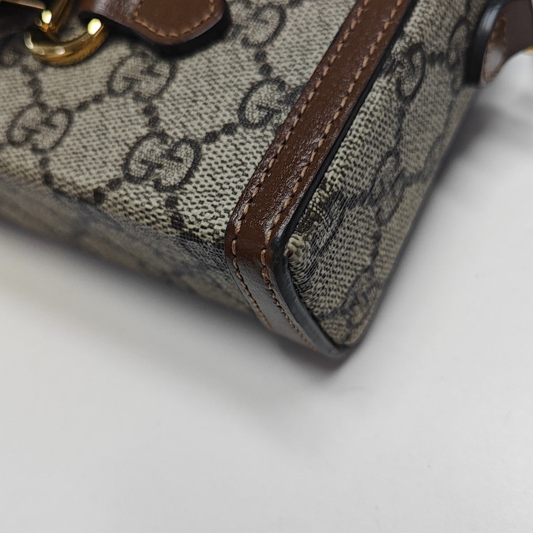 Horsebit 1955 Mini Monogram Coated Canvas Beige