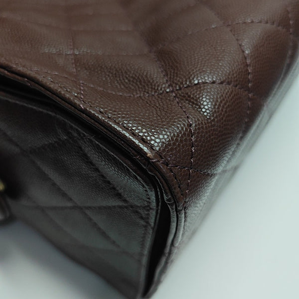 CHANEL 25 Medium Quilted Grained Calfskin Brown
