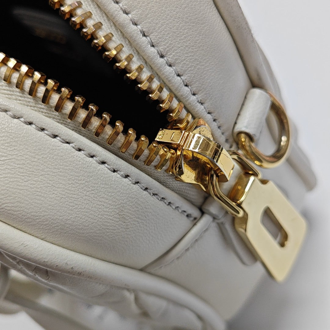 Arcadie Matelassé Mini Quilted Lambskin White