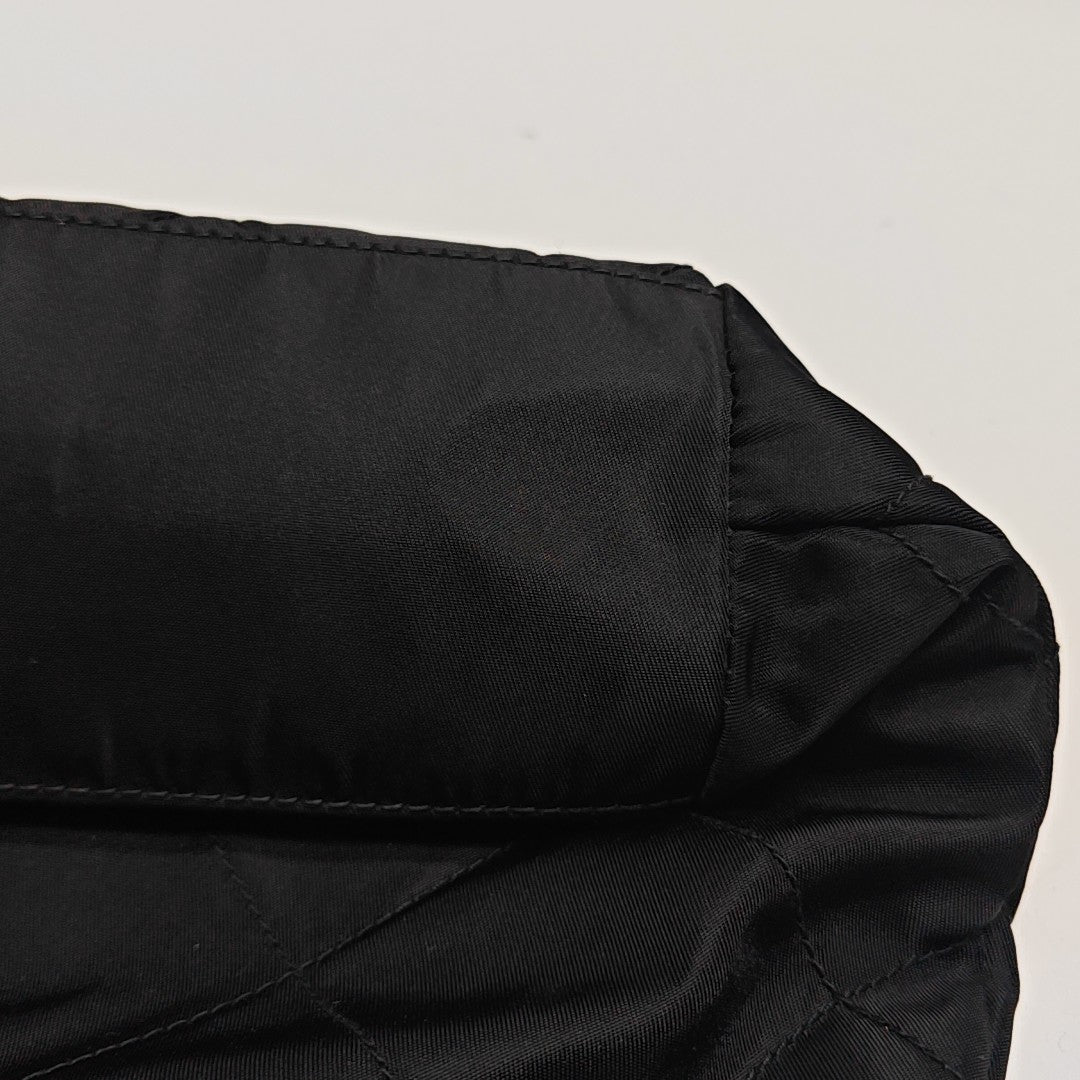 Quilted Nylon Shoulder Bag Black