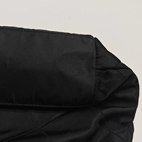 Quilted Nylon Shoulder Bag Black