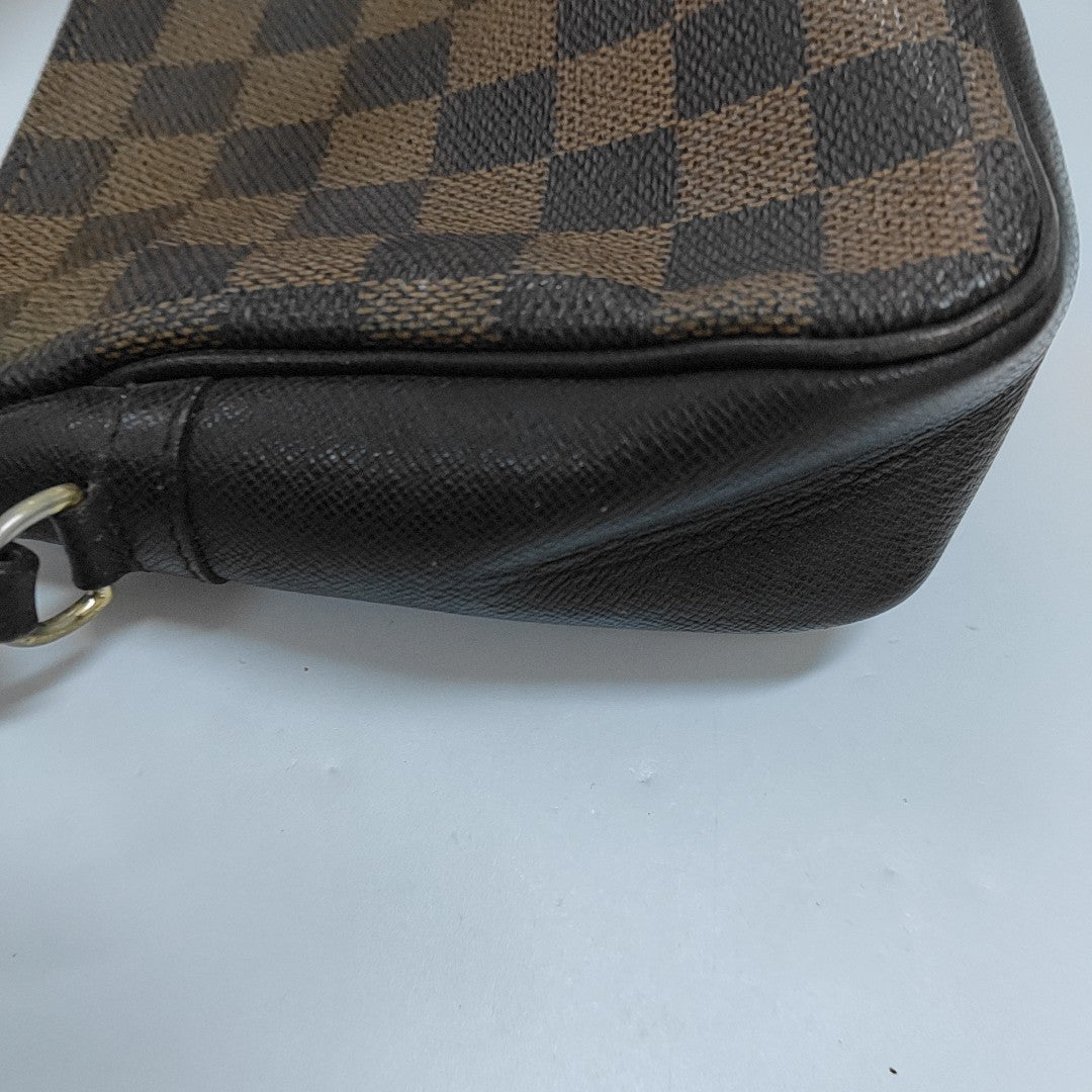 TROUSSE MAKE UP Damier Ebene Coated Canvas Brown