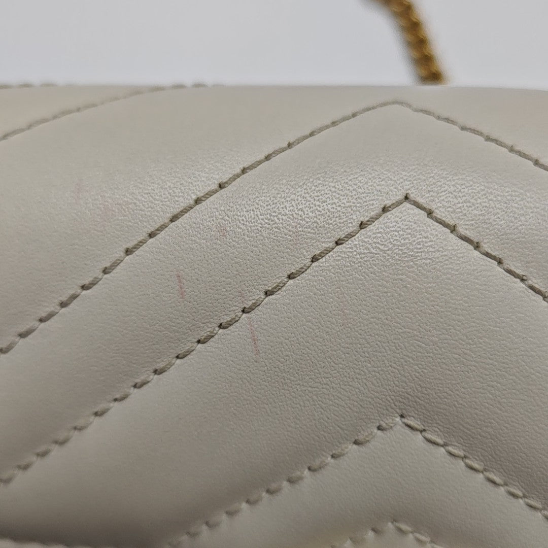 GG Marmont Mini Quilted Calfskin White