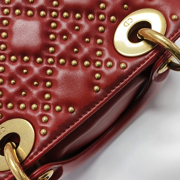 Authenticated pre-owned  Lady Dior Mini Cannage Lambskin Red - Tote Bag at Looply