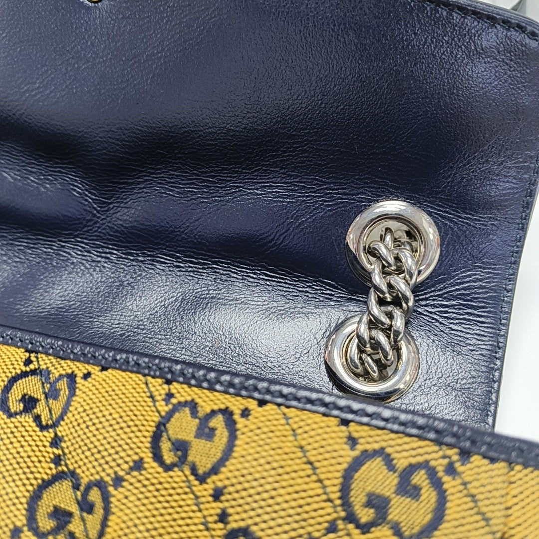 GG Marmont Medium Quilted Canvas Yellow