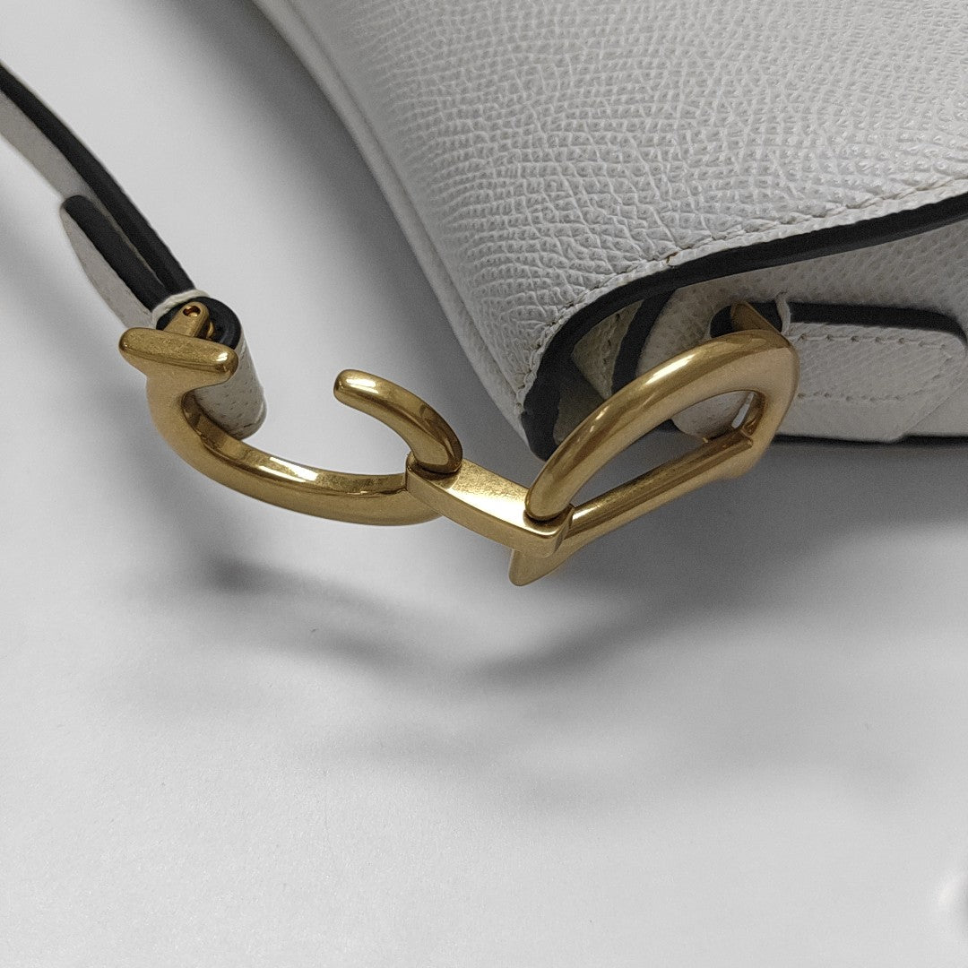 Authenticated pre-owned  Saddle Mini Calfskin White - Top Handle Bag at Looply