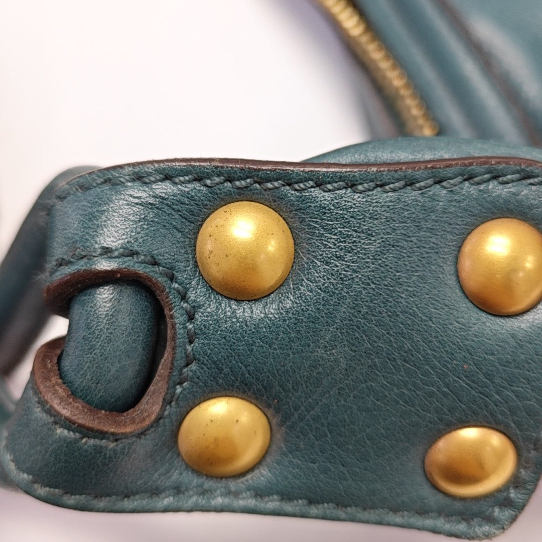 Calfskin Top Handle Bag Green