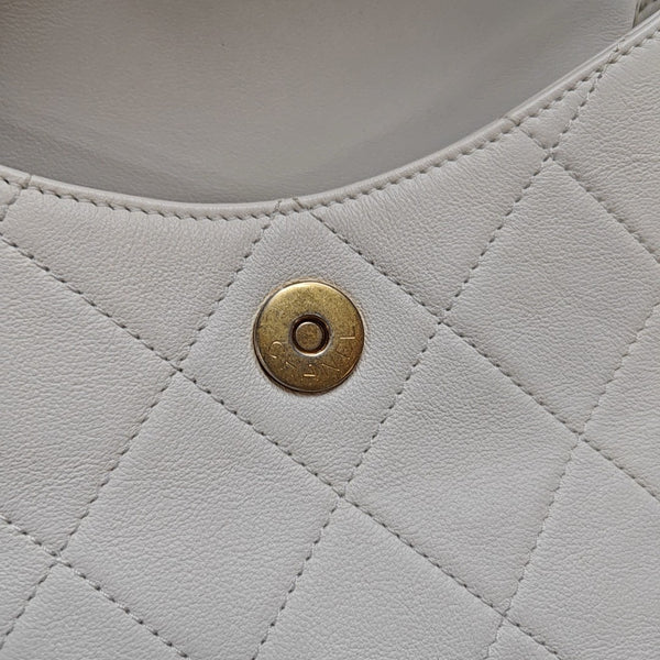 Quilted Calfskin Shoulder Bag Small White