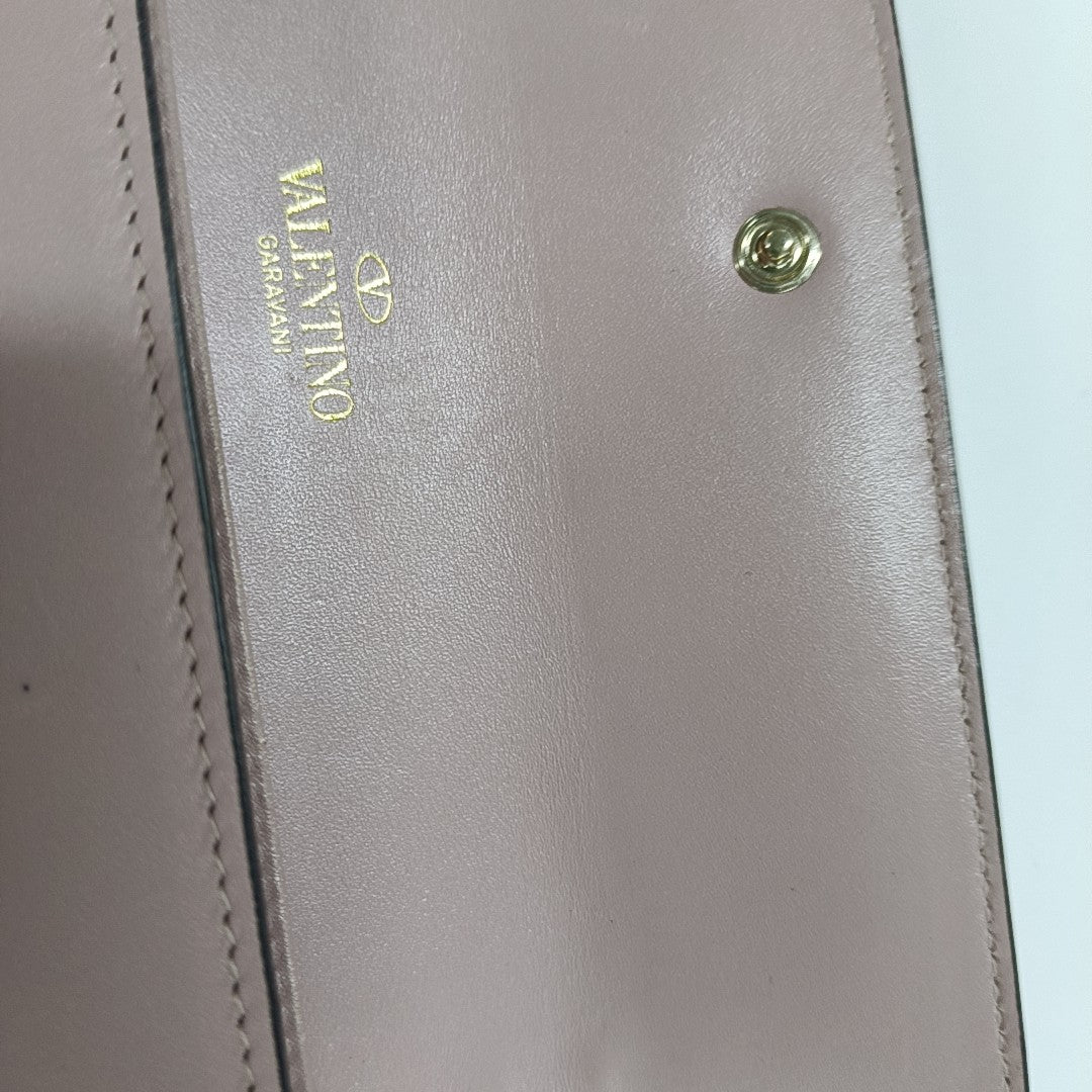 Cartera rosa de piel de ternera Rockstud