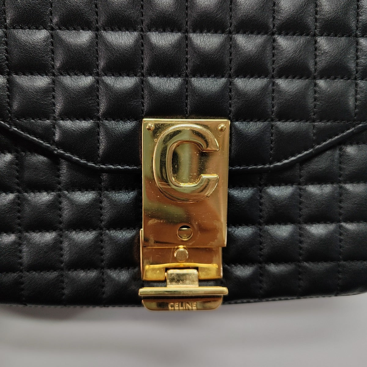 C Small Quilted Calfskin Black
