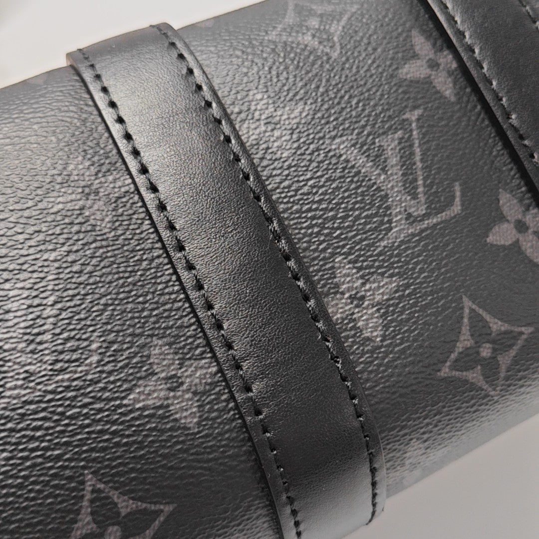 KEEPALL 25 Monogram Coated Canvas Black