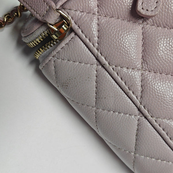 VANITY CASE Mini Quilted Grained Calfskin Pink