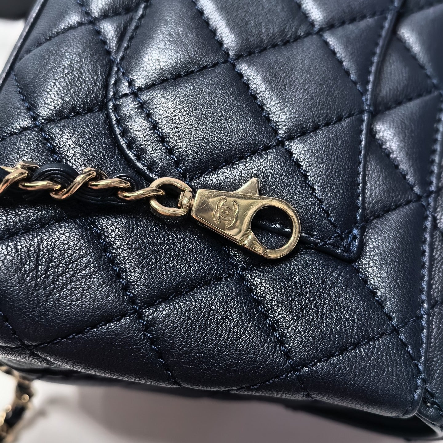 COCO HANDLE Mini Quilted Lambskin Blue