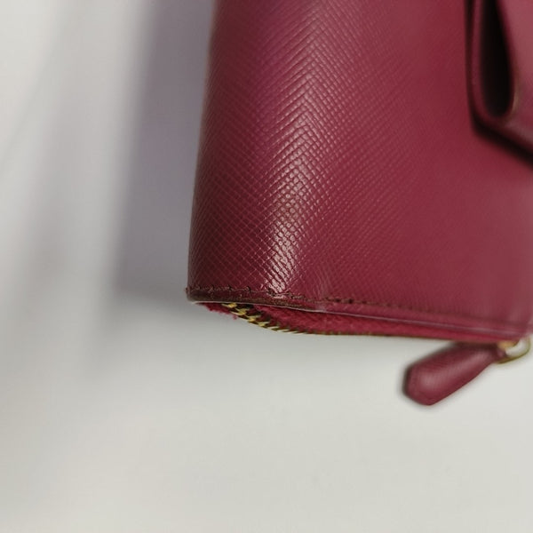 Fiocco Bow Saffiano Calfskin Red Wallet