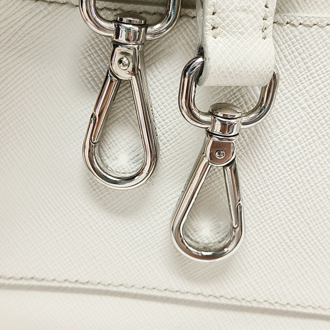 Saffiano Calfskin Shoulder Bag White