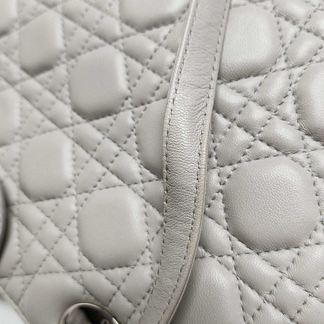 Lady Dior Medium Cannage Lambskin Gray