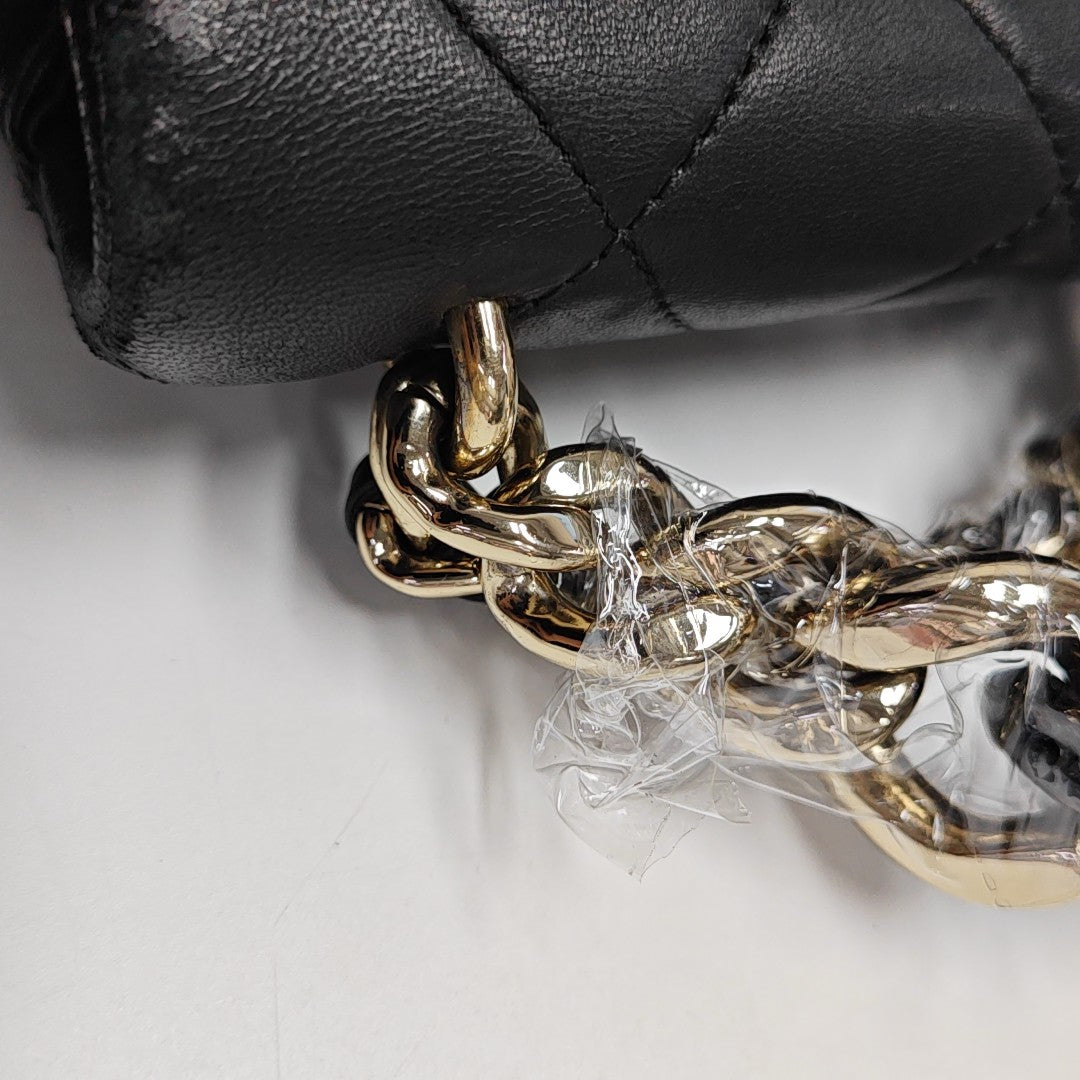 Quilted Lambskin Shoulder Bag Black