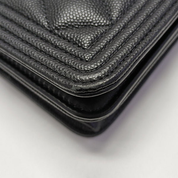 BOY CHANEL Mini Quilted Grained Calfskin Black