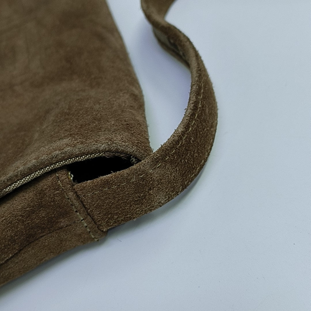 Suede Top Handle Bag Brown