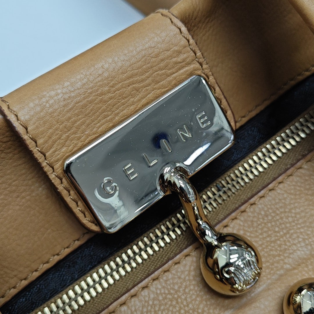 Calfskin Top Handle Bag Brown