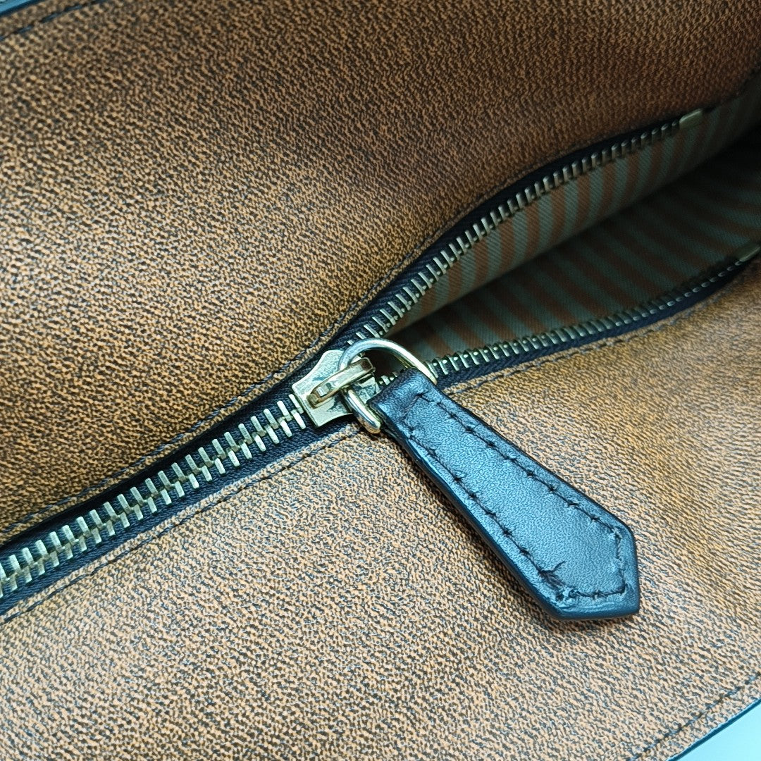 Coated Canvas Tote Bag Brown