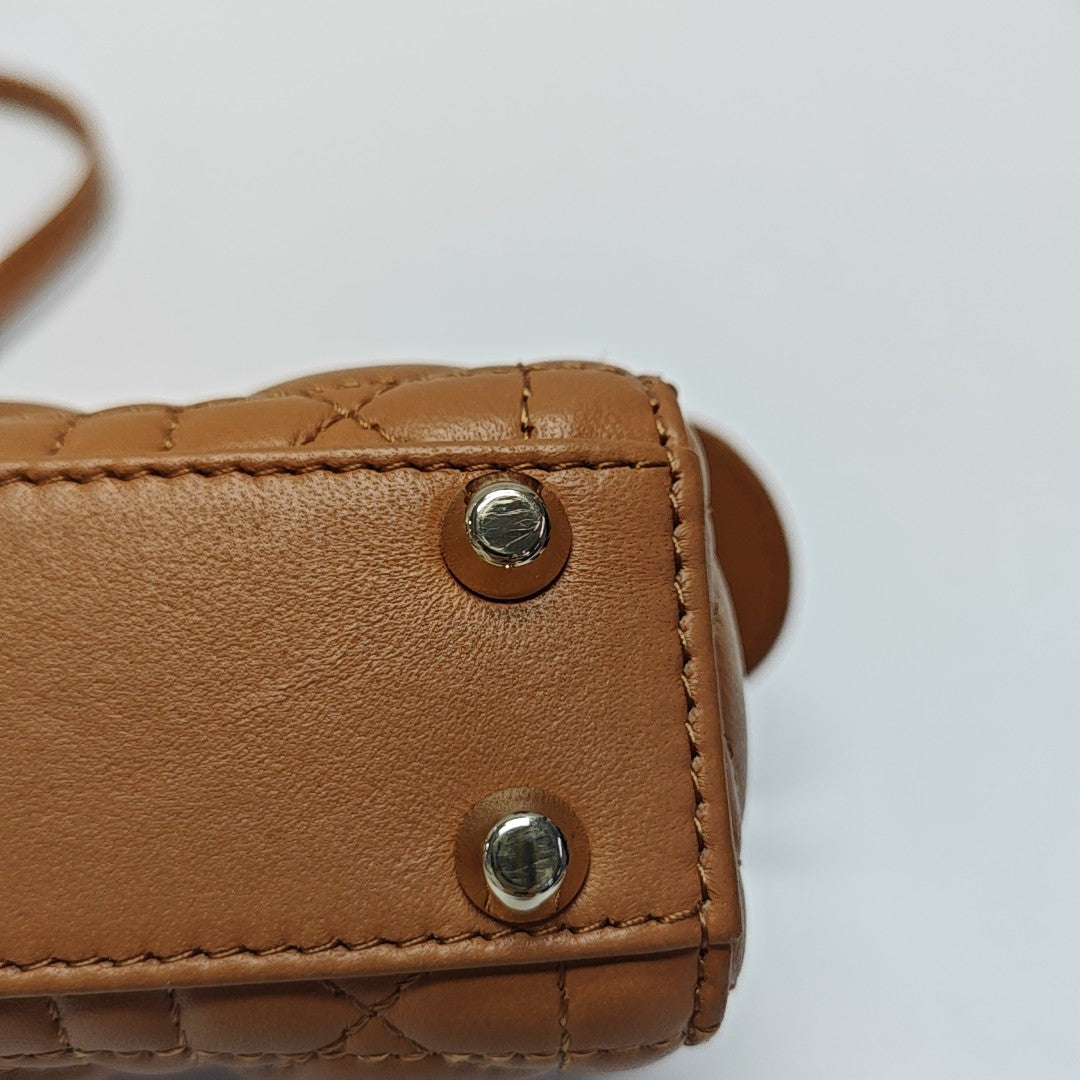 Lady Dior Super Mini Cannage Lambskin Brown