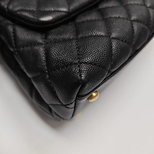 COCO HANDLE Medium Quilted Grained Calfskin Black