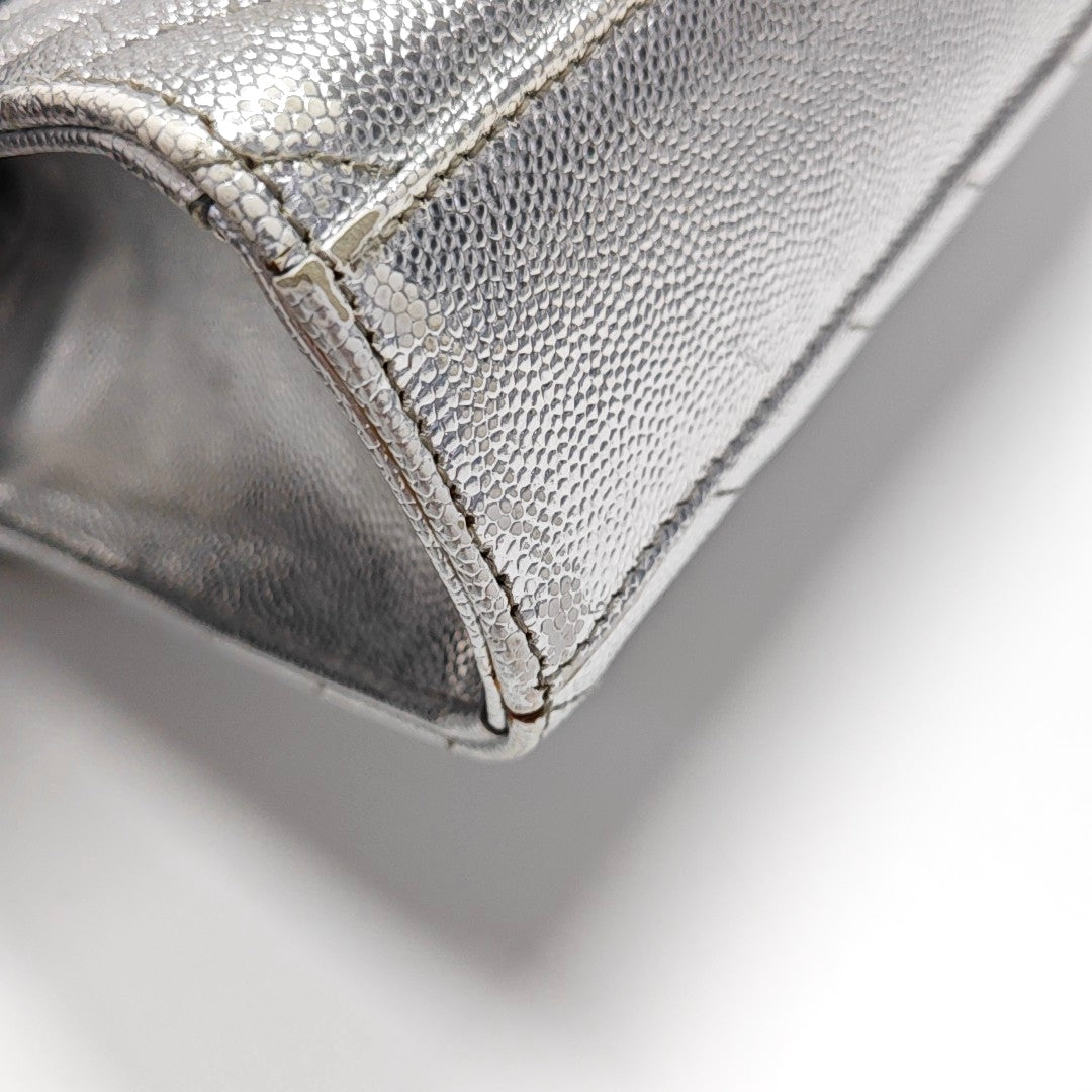 ENVELOPE Medium Chevron, Quilted Calfskin Silver