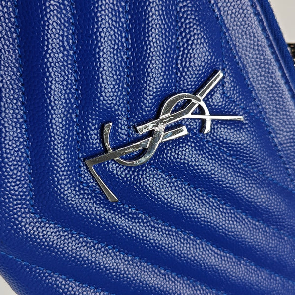 CASSANDRE Chevron Calfskin Blue Wallet