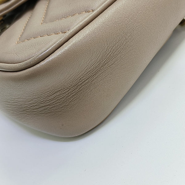 GG Marmont Mini Quilted Calfskin Beige