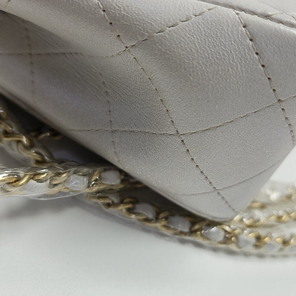 Quilted Lambskin Shoulder Bag White