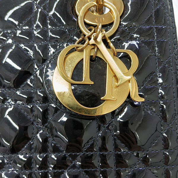 Lady Dior Medium Cannage Patent Leather Black